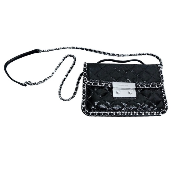 Michael Kors Carine Black Messenger Quilted Shoulder Bag - Picture 1 of 16